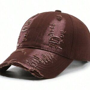 Brown Distressed Washed Dad Hat Adjustable Baseball Cap Unisex Vintage Casual